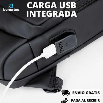 BOLSO IMPERMEABLE DE HOMBRO ANTIRROBO CON GARGA USB DE FIBRA DE CARBONO | BanurTec™ - banurtec