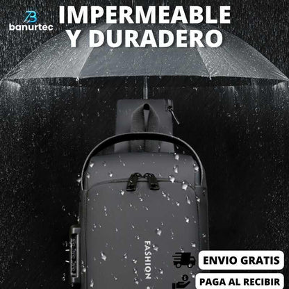 BOLSO IMPERMEABLE DE HOMBRO ANTIRROBO CON GARGA USB DE FIBRA DE CARBONO | BanurTec™ - banurtec