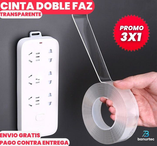 PROMO 3X1 CINTA DOBLE FAZ TRANSPARENTE