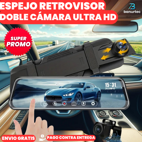 ESPEJO RETROVISOR DOBLE CAMARA ULTRA HD