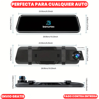 ESPEJO RETROVISOR DOBLE CAMARA ULTRA HD