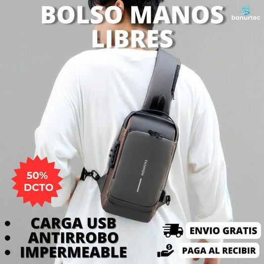 BOLSO IMPERMEABLE DE HOMBRO ANTIRROBO CON GARGA USB DE FIBRA DE CARBONO | BanurTec™ - banurtec