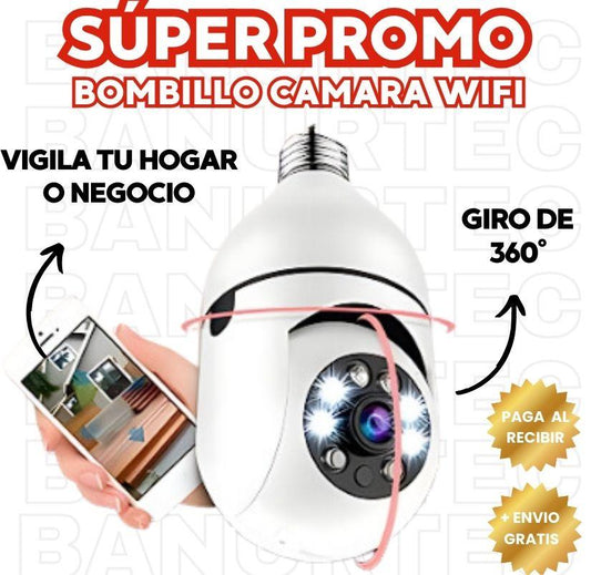 Camara Bombillo Wifi Ip Robotica 360° Vision Nocturna | BanurTec™ - banurtec