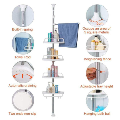 MULTI ORGANIZADOR ESQUINERO AJUSTABLE PARA BAÑO DE 4 NIVELES | BanurTec™ - banurtec