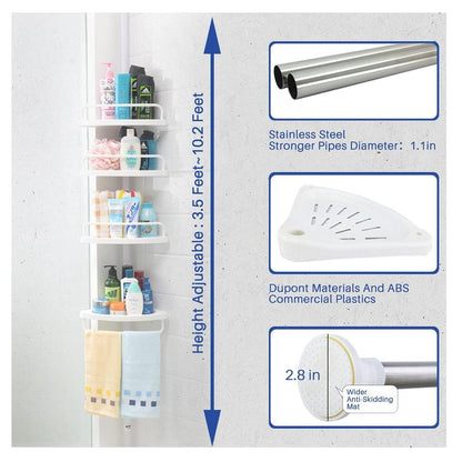 MULTI ORGANIZADOR ESQUINERO AJUSTABLE PARA BAÑO DE 4 NIVELES | BanurTec™ - banurtec